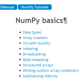 "Page titled 'Numpy basics'"