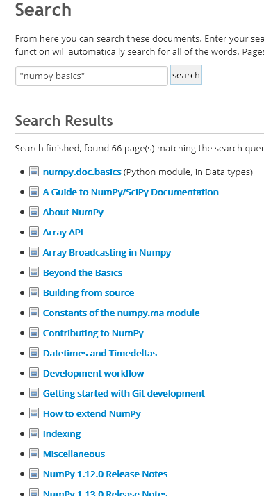 "Long list not including 'numpy basics'"